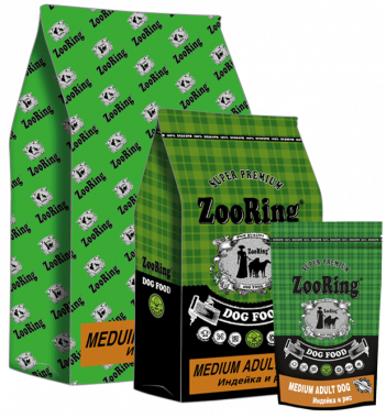 Zooring Adult Dog Medium Turkey 24/12 сухой корм для взрослых собак средних пород с индейкой и рисом