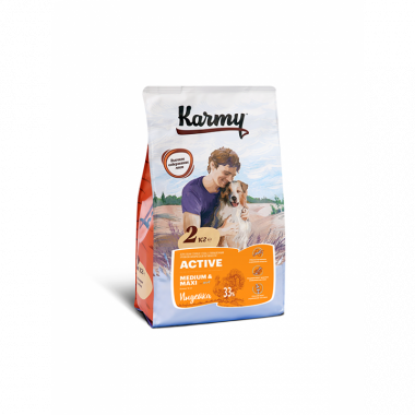 Karmy Medium & Maxi Active сухой корм с индейкой для собак средних и крупных пород в возрасте старше 1 года с повышенным уровнем физической активности (индейка)