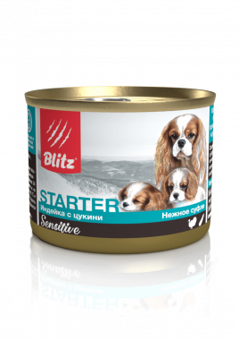 Blitz Sensitive Puppy Turkey with Zucchini консервированный корм-стартер для щенков, беременных и кормящих сук с индейкой и цукини