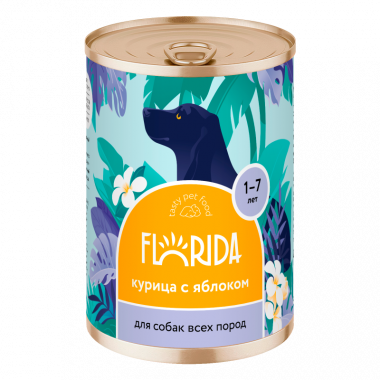 FLORIDA Консервы для собак Курица с Яблоком