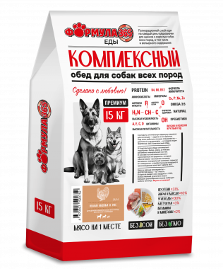 Формула365 Комплексный обед сухой корм для щенков юниоров беременных и кормящих собак Нежная индейка и рис