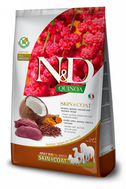 Farmina N&D Quinoa Skin & Coat Venison сухой корм для взрослых собак для здоровья кожи и шерсти
