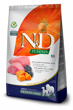 Farmina N&D Pumpkin Dog Lamb & Blueberry Adult Medium & Maxi сухой корм для взрослых собак средних и крупных пород с ягненком тыквой и черникой