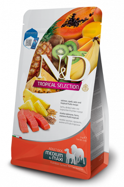 Farmina N&D Tropical Selection Dog Salmon Spelt Oats & Tropical Fruits Adult Medium & Maxi сухой корм для взрослых собак средних и крупных пород с лососем спельтой овсом и тропичес