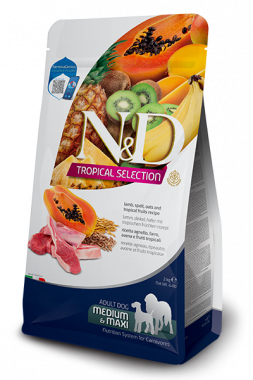 Farmina N&D Tropical Selection Dog Lamb Spelt Oats & Tropical Fruits Adult Medium & Maxi сухой корм для взрослых собак средних и крупных пород с ягненком спельтой овсом и тропическ