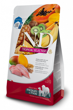 Farmina N&D Tropical Selection Dog Chicken Spelt Oats & Tropical Fruits Adult Medium & Maxi сухой корм для взрослых собак средних и крупных пород с курицей спельтой овсом