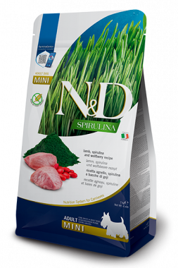 Farmina N&D Spirulina Dog Lamb Spirulina & Wolfberry Adult Mini сухой корм для взрослых собак маленьких пород с ягненком спирулиной и ягодами годжи