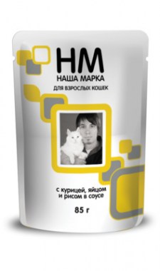 Наша Марка паучи с курицей, яйцом и рисом в соусе для кошек 85грх24шт