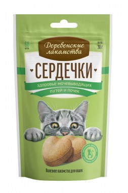 Деревенские лакомства Сердечки здоровья мочевыводящих путей и почек для кошек