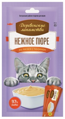 Деревенские лакомства Нежное пюре из лосося для кошек