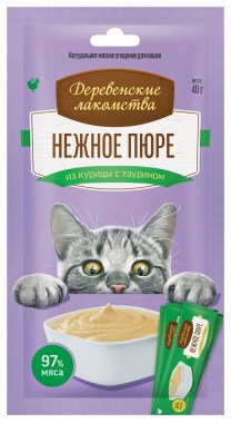 Деревенские лакомства Нежное пюре из курицы для кошек