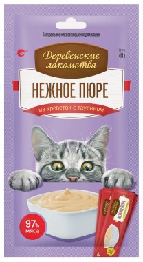 Деревенские лакомства Нежное пюре из креветок для кошек