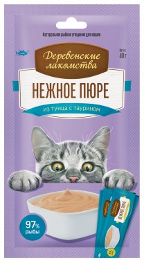 Деревенские лакомства Нежное пюре из тунца для кошек