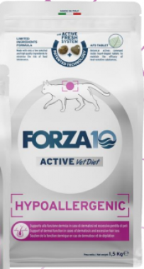 FORZA10 ACTIVE Vet Diet HYPOALLERGENIC CAT сухой корм для взрослых кошек для поддержки кожи и шерсти при дерматозах