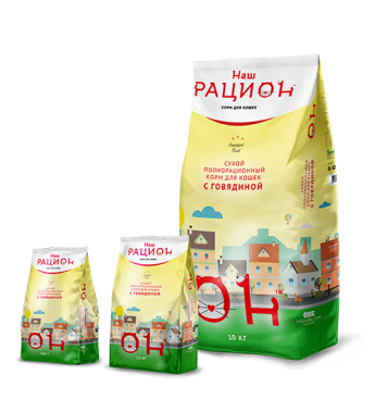 Наш Рацион сухой корм для взрослых кошек с говядиной