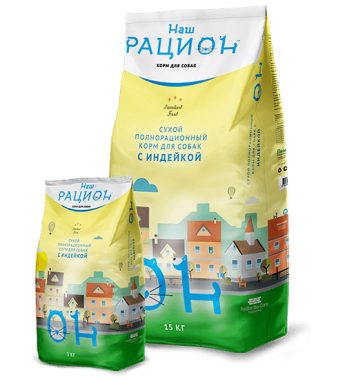 Наш Рацион сухой корм для взрослых собак с индейкой
